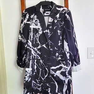 Stylish Black and White Marble Women's Coat